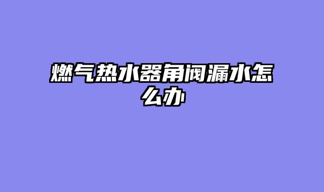 燃气热水器角阀漏水怎么办