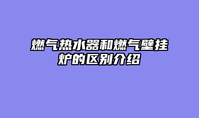 燃气热水器和燃气壁挂炉的区别介绍