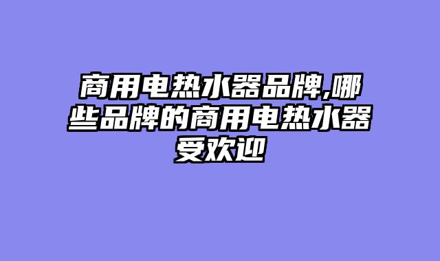 商用电热水器品牌,哪些品牌的商用电热水器受欢迎