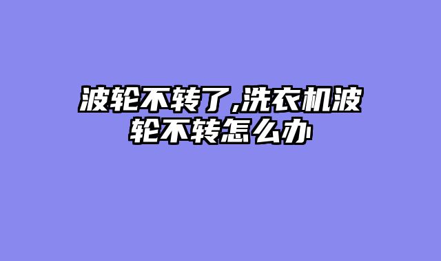 波轮不转了,洗衣机波轮不转怎么办