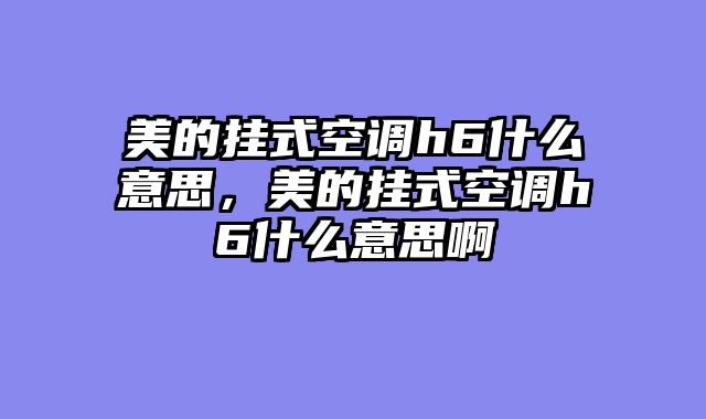 美的挂式空调h6什么意思，美的挂式空调h6什么意思啊