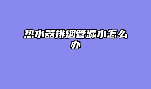 热水器排烟管漏水怎么办