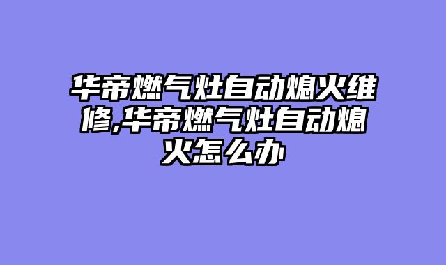 华帝燃气灶自动熄火维修,华帝燃气灶自动熄火怎么办