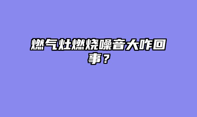 燃气灶燃烧噪音大咋回事？