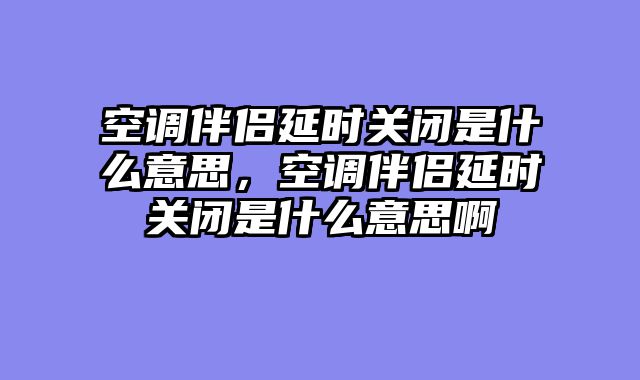 空调伴侣延时关闭是什么意思，空调伴侣延时关闭是什么意思啊