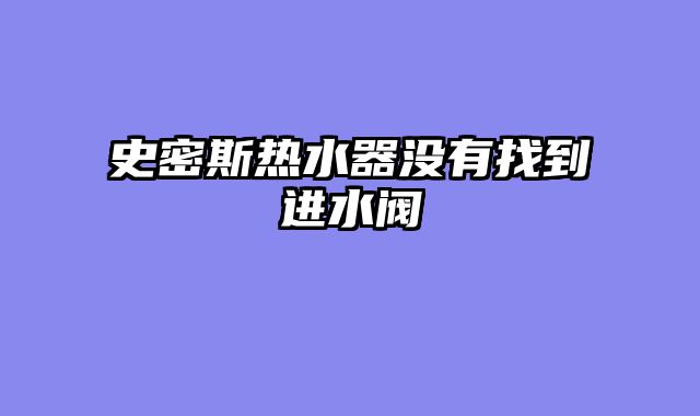 史密斯热水器没有找到进水阀