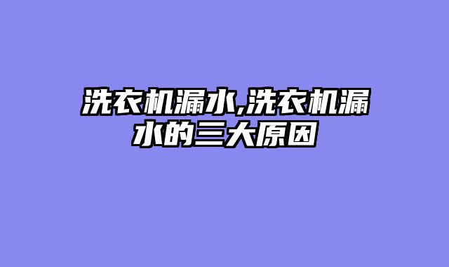 洗衣机漏水,洗衣机漏水的三大原因
