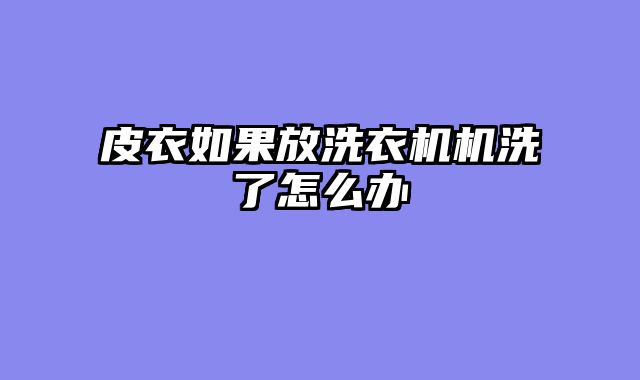皮衣如果放洗衣机机洗了怎么办