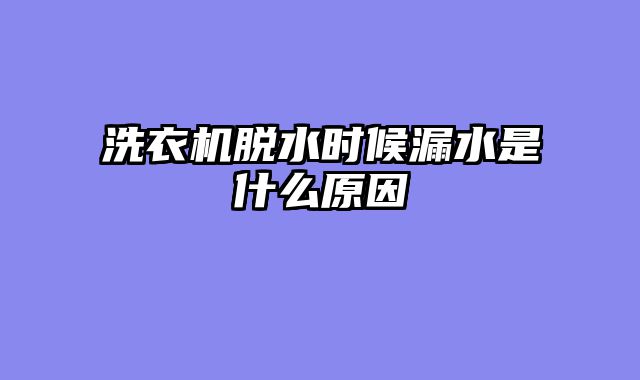 洗衣机脱水时候漏水是什么原因