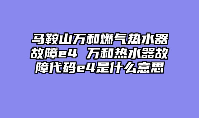 马鞍山万和燃气热水器故障e4 万和热水器故障代码e4是什么意思