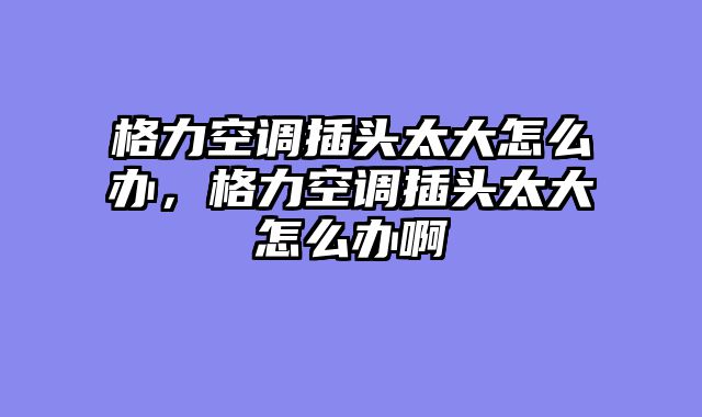 格力空调插头太大怎么办，格力空调插头太大怎么办啊