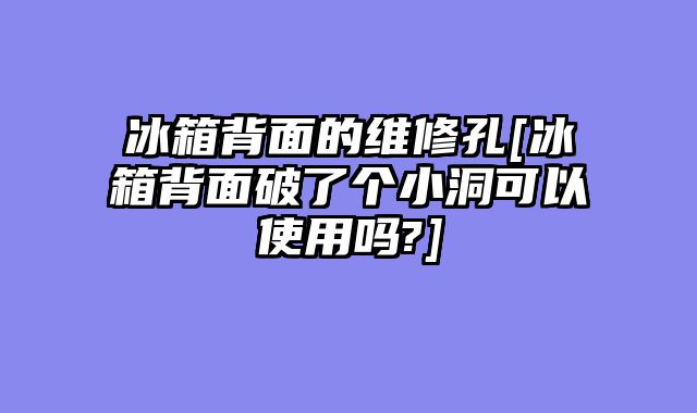 冰箱背面的维修孔[冰箱背面破了个小洞可以使用吗?]