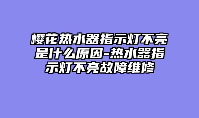 樱花热水器指示灯不亮是什么原因-热水器指示灯不亮故障维修