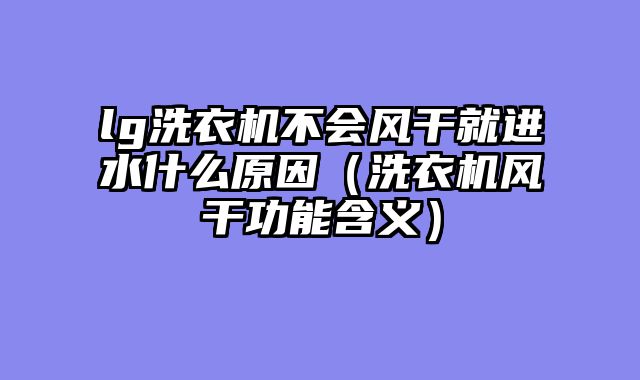 lg洗衣机不会风干就进水什么原因（洗衣机风干功能含义）