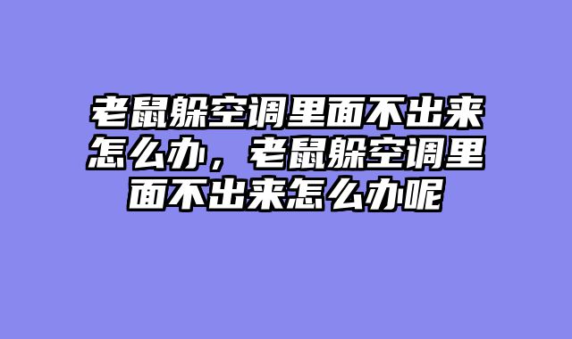 老鼠躲空调里面不出来怎么办，老鼠躲空调里面不出来怎么办呢
