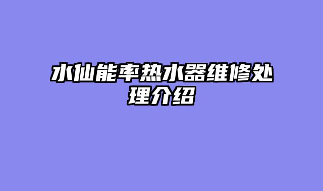水仙能率热水器维修处理介绍