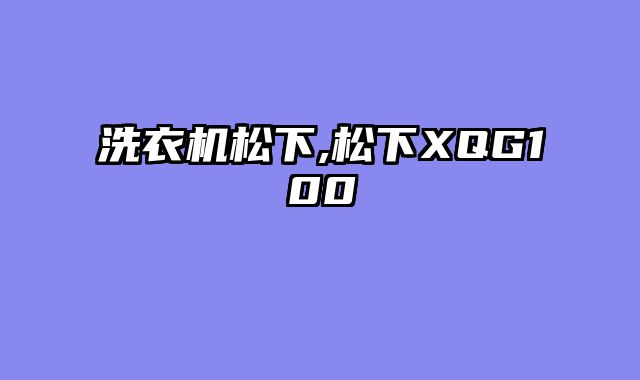 洗衣机松下,松下XQG100
