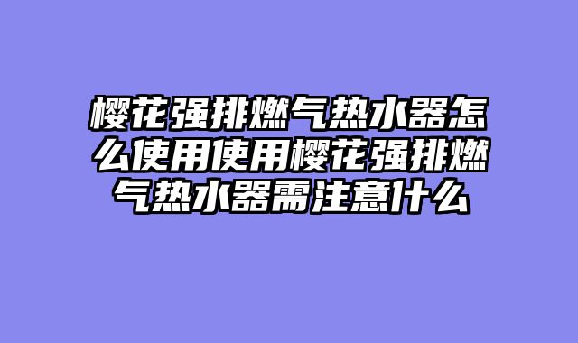 樱花强排燃气热水器怎么使用使用樱花强排燃气热水器需注意什么