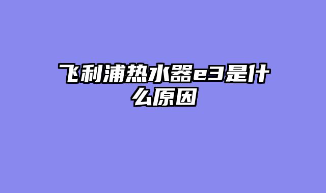 飞利浦热水器e3是什么原因