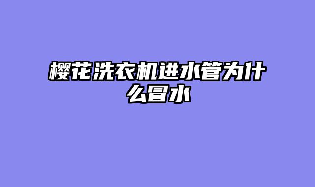 樱花洗衣机进水管为什么冒水