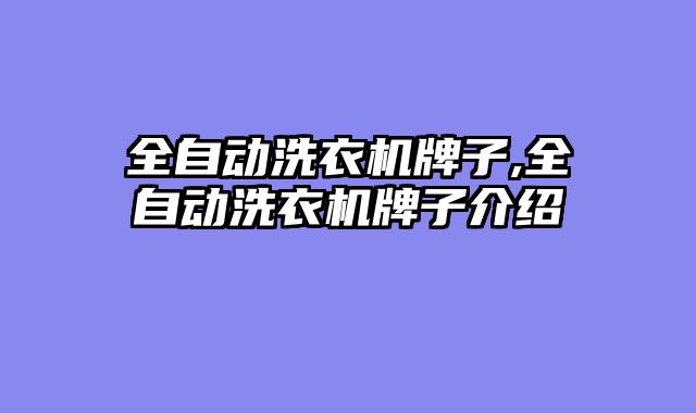 全自动洗衣机牌子,全自动洗衣机牌子介绍