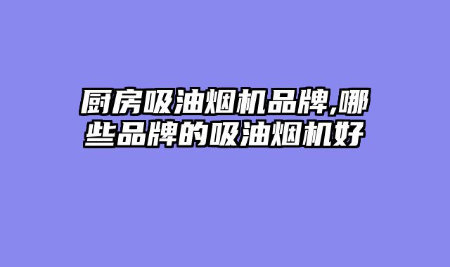 厨房吸油烟机品牌,哪些品牌的吸油烟机好