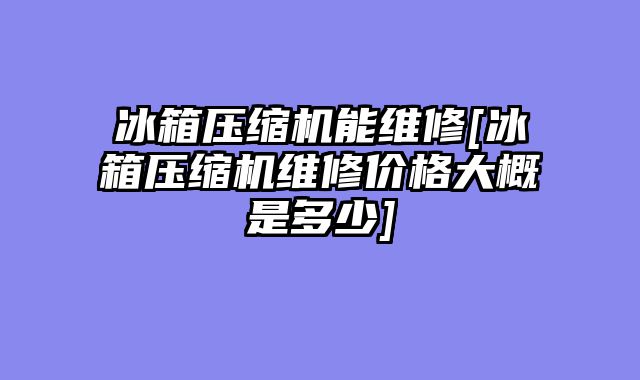 冰箱压缩机能维修[冰箱压缩机维修价格大概是多少]