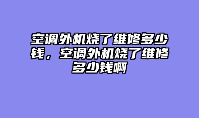 空调外机烧了维修多少钱，空调外机烧了维修多少钱啊
