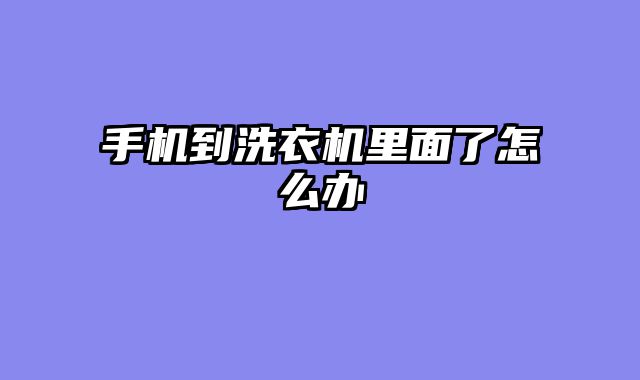 手机到洗衣机里面了怎么办