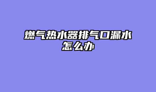 燃气热水器排气口漏水怎么办