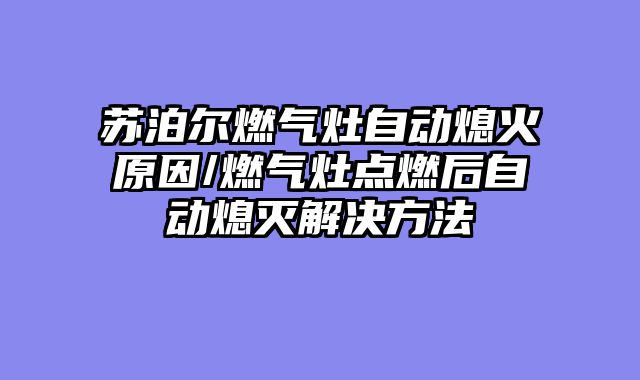 苏泊尔燃气灶自动熄火原因/燃气灶点燃后自动熄灭解决方法