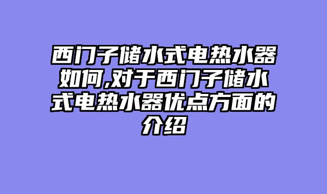 西门子储水式电热水器如何,对于西门子储水式电热水器优点方面的介绍