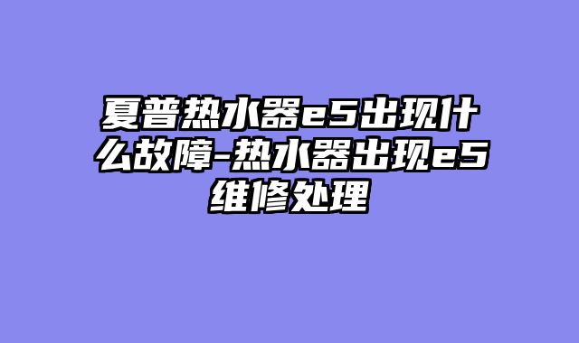 夏普热水器e5出现什么故障-热水器出现e5维修处理