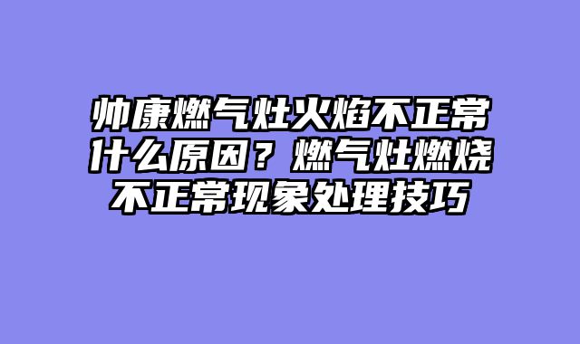 帅康燃气灶火焰不正常什么原因？燃气灶燃烧不正常现象处理技巧