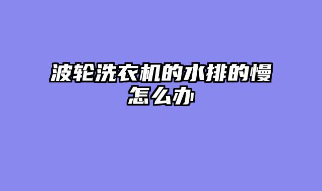 波轮洗衣机的水排的慢怎么办