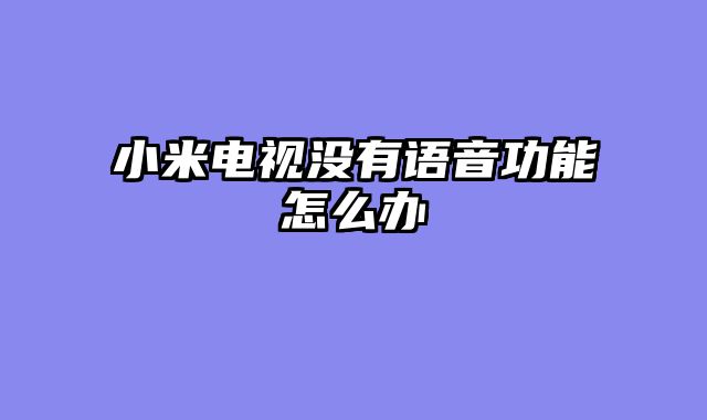 小米电视没有语音功能怎么办