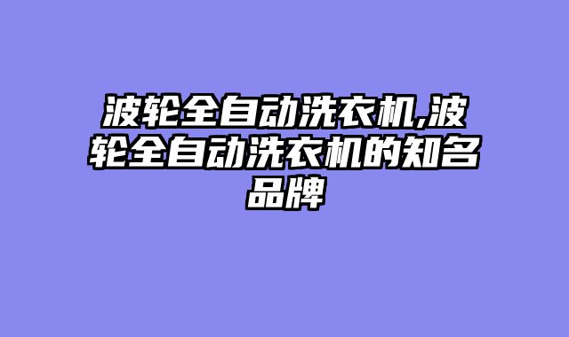 波轮全自动洗衣机,波轮全自动洗衣机的知名品牌