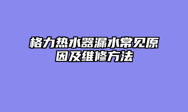 格力热水器漏水常见原因及维修方法