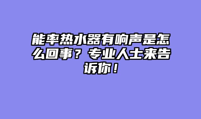 能率热水器有响声是怎么回事？专业人士来告诉你！