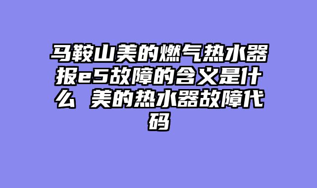 马鞍山美的燃气热水器报e5故障的含义是什么 美的热水器故障代码