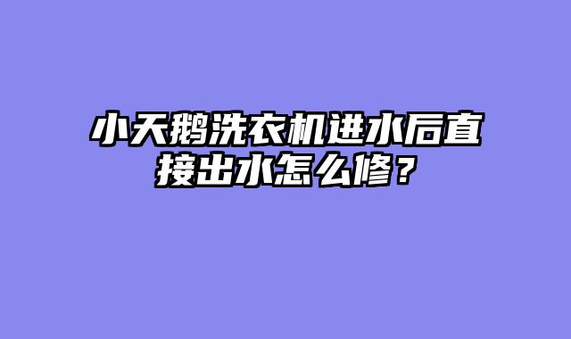 小天鹅洗衣机进水后直接出水怎么修？