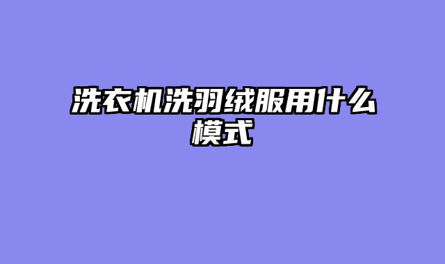 洗衣机洗羽绒服用什么模式