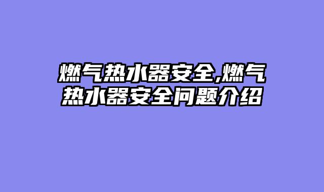 燃气热水器安全,燃气热水器安全问题介绍