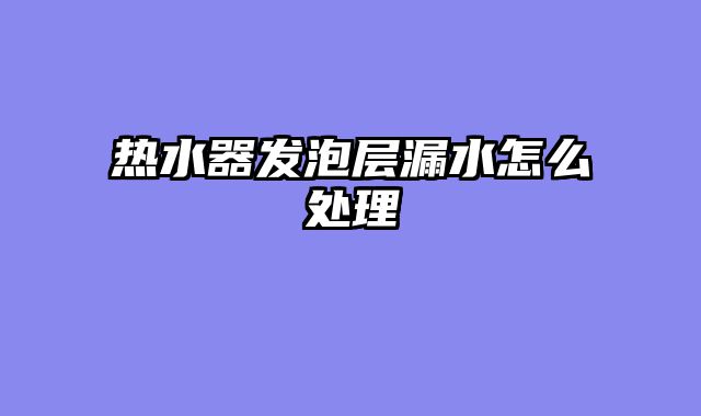 热水器发泡层漏水怎么处理