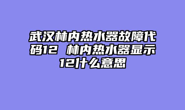 武汉林内热水器故障代码12 林内热水器显示12什么意思