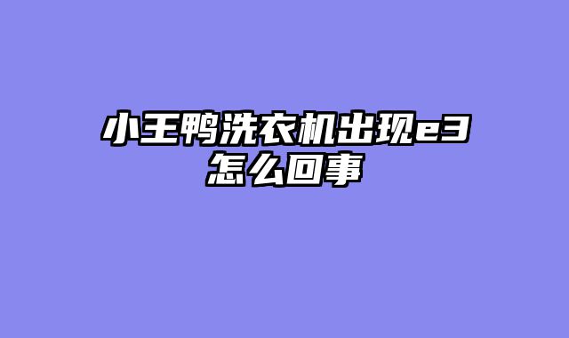 小王鸭洗衣机出现e3怎么回事