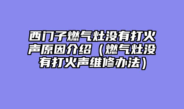 西门子燃气灶没有打火声原因介绍（燃气灶没有打火声维修办法）