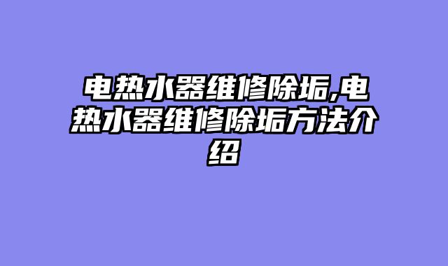 电热水器维修除垢,电热水器维修除垢方法介绍