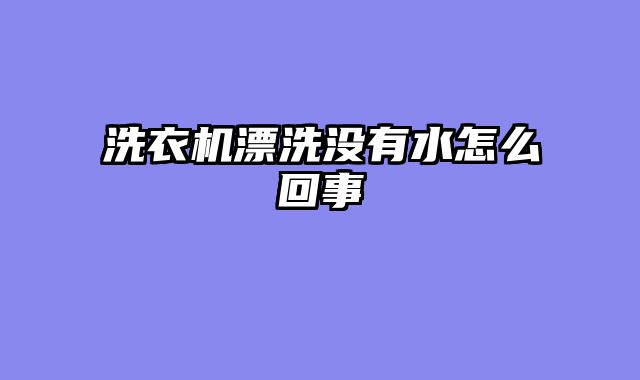 洗衣机漂洗没有水怎么回事