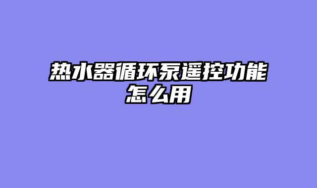 热水器循环泵遥控功能怎么用